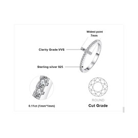 JewelryPalace 14k White Gold Plated 925 Sterling Silver Rings for Women, Cubic Zirconia Promise Rings for Her, Stackable Wedding Bands Rings for Women Cross Sideways Stacking Ring Sets Size 7.5