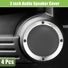 ACROPIX Universal 3" Car Speaker Grills Cover Mesh Round 3 Inch Audio Speaker Subwoofer Guard Protector Case with Mounting Screws Iron Silver Tone - Pack of 4