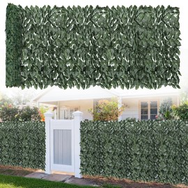 Coarbor 6'x10' Artificial Ivy Privacy Fence Screen Faux Laurel Leaves Hedge Panels Wall Decorative for Backyard Deck Patio Balcony Garden (Dark Green Laurel Leaves)