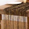 MLMC 6Pcs Black Gold Table Runner Sheer Gauze Glitter Metallic