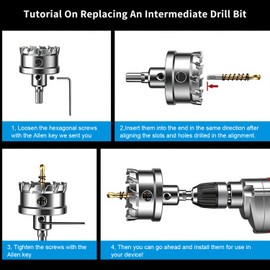 GPtzlei 50mm Tungsten Carbide Hole Saw Drill Bit, TCT Metal Hole Cutter for Stainless Steel, Iron & Metal, 3-Cutter Design, with Pilot Drill & Storage Case