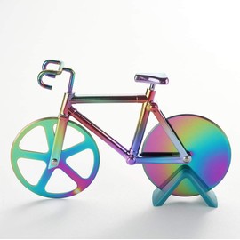 Bicycle Pizza Cutter,Stainless Steel Double Pizza Cutter Wheel Sharp and Easy to Clean Pizza Slicer Cool Kitchen Gadget Pizza Cutter (Multicolor)