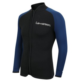 Lemorecn Adult's 3mm Wetsuits Jacket Long Sleeve Neoprene Wetsuits Top (2031blackblueS)