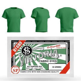 HOPS Viktoria Textile Dye, 10g (38 Green), Machine Washable - Fabric Paints for Cotton, Linen, Silk, Wool, Viscose, Nylon, Satin, Wood, Plastic