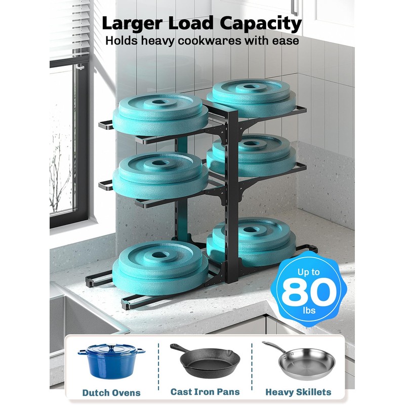 MUDEELA 6-Tier Pots and Pans Organizer under Cabinet, 13.78" Height