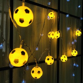 Riaxuebiy 10LED Sport Ball Soccer Night Lights, Football Decor String Lights USB Operated for Christmas Bedroom Birthday Party Decoration (Football)