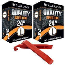 PAIR 24" Baldwins Cycle/Bike Inner Tubes 24" x 1.0 Presta/French Type Valves & BALDY'S TYRE LEVERS (Pack of 2)