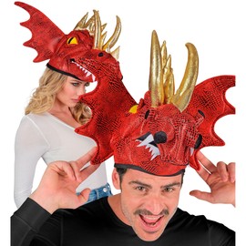 W WIDMANN MILANO Party Fashion - Dragon Hat Red Animal Costume Dinosaur Headwear Carnival