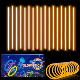 100Pcs Glow Sticks Party Packs with Connectors,20cm Glowsticks,Glow in the Dark Supplies,Long Lasting Glow Stick Necklaces Bracelets Glasses Accessories for Kids Adults Easter Party Supplies-Orange
