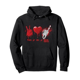 Scary Peace Love Horror Movies Chain Saw Heart Pullover Hoodie