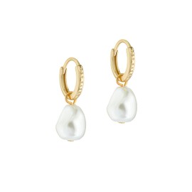 Ted Baker Periaa Pearly Chain Huggie Earrings (Gold Tone/Pearl)