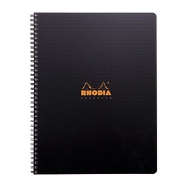 RHODIA 119901C - Spiral Notebook (Full Bound) Black A4+ | Lined | 160 Detachable pages Perf. 9 Holes - Clairefontaine Paper 90g - Polypro Cover (Plastic) - Rhodiactive