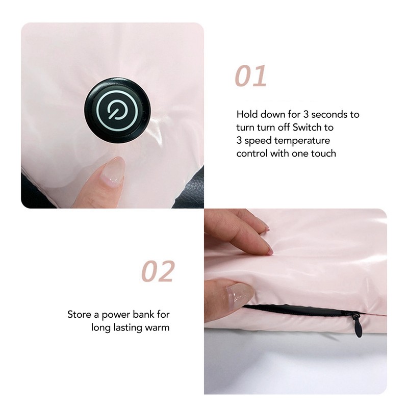 Graphene Heated Handwarmers Bag USB Charging 3 Levels Temperature Washable