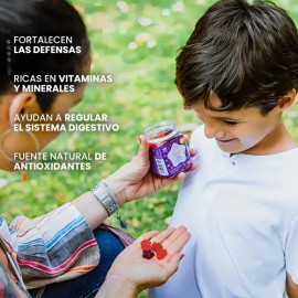 Flor de Jaguar | DFN Gummies 180 g | Gomitas con Probióticos + Vitaminas y Minerales | Sabor mandarina, uva y fresa | Cuida y mejora tus defensas | Para niños y adultos.