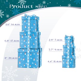 Linelglobal Assorted Size Christmas Gift Box with Lids, Nesting Xmas Box for Santa Holiday Decoration 6 Pcs Set