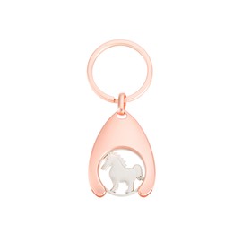 Keyring with Shopping Trolley Token, Shopping Trolley Token, Shopping Trolley, Shopping Chip, Car Bag, Purse, Backpack, Pendant, Decoration, Horse, Pony, Rider, Riding Gift (Rose Gold, Pony Standing)