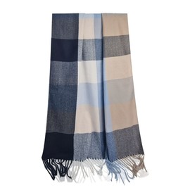 GLORIS Scarf warm XXL scarf women's winter cuddly scarf women's autumn, blue / grey, 180x70 cm
