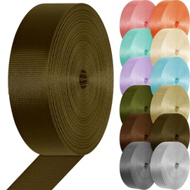 Nylon Webbing Strap 1 Inch 1.5 Inch Heavy Duty Nylon Straps Flat Climbing Webbing for Indoor Outdoor Gear Crafting DIY Repairing Belt Camping Hiking Sports(Olive Brown,1.5 inch x 3.3 Yards)