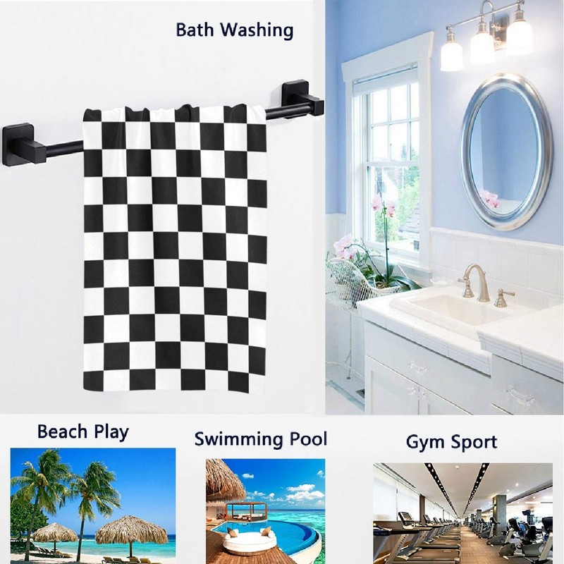 Naanle Simple Style Black and White Racing and Checkered Pattern