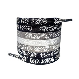 Meow Love Reflective Gradient Shoelace,Printed Colorful Cashew Flower,Wide Flat Sneaker Shoelaces. (Black, 55.1 Inch（140CM）)