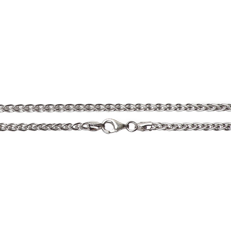 925 Sterling Silver 3.30 mm Spiga-Wheat Chain Necklace With Pear
