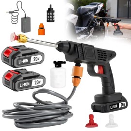 20V Lithium Battery Powered Cordless Cleaning Machine Pressure Washer Two Batteries IncludedVoltage: 21 V
