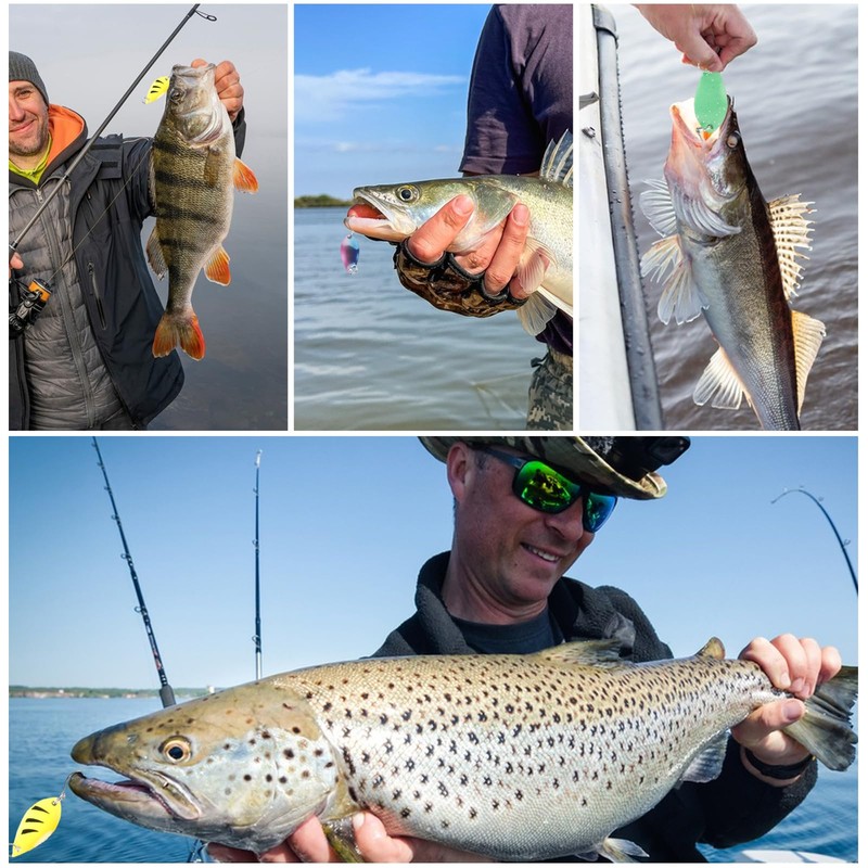 Zyiphor Set da 16 Cucchiaini Pesca per Trota, Esche Artificiali
