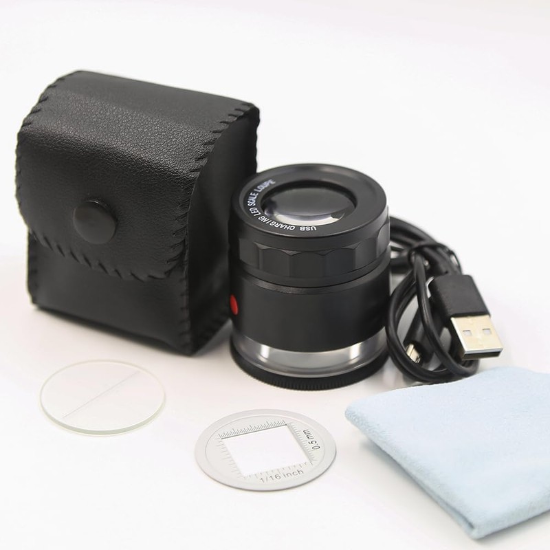 10x Loupe Magnifier Rechargeable Jewelers Loupe with UV and LED
