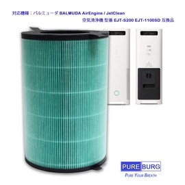 PUREBURG Replacement Filter Lemuda (BALMUDA) Compatible with AirEngine/JetClean Air Purifier Model Number EJT-S200 EJT-1100SD, 360° Enzyme HEPA Filter Deodorizer