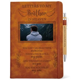 Brother Memorial Gift, Letters To My Brother In Heaven Journal 200 Pages Notebook A5 Lined with Window in Cover, In Loving Memory of Brother, Sympathy Condolence Remembrance Gifts for Loss of Brother
