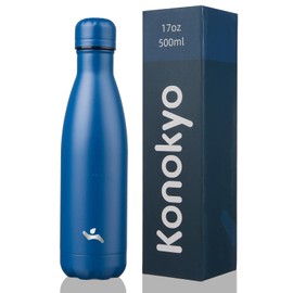 Konokyo Insulated Water Bottles,17 oz Double Wall Stainless Steel Vacumm Metal Flask for Sports Travel,Blue