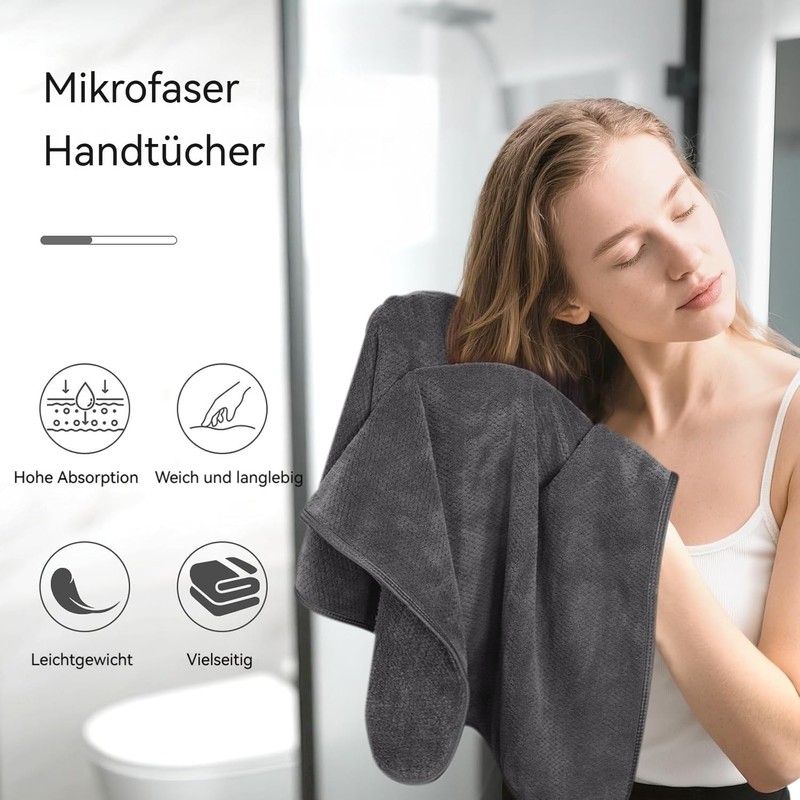 KinHwa Set of 2 Microfibre Towels | Soft, Lightweight &