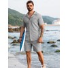 URRU Men's Summer Beach Outfits 2 Piece Short Sleeve Shirts