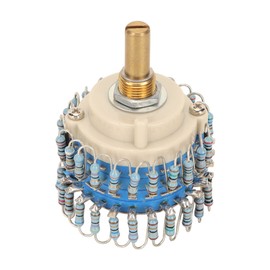 Two Channels Volume Potentiometer 2×24 Gear 20K High Accuracy Volume Potentiometer for Amplifier Round Handle