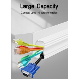 Under Desk Cable Management - Adhesive Cable Organizer for Home & Office, No-Drill Cord Management System, J Channel Cable Raceway for Desk, 6 Pack, White