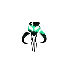 Mythosaur Chrome Vinyl Decal Sticker – Mandalorian Skull Emblem for Cars, Laptops, Windows, and More – Perfect for SW Fans (Emerald Green Chrome, 3" Tall x 2.3" Wide)