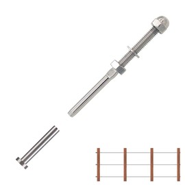 Fayevorite 20 Pairs Threaded Terminal Stud End and Fixed End Stemball Swage for 1/8" Deck Cable Railing Kit System, Deck Railing Hand Swage Tension End and Dead End Fittings, T316 Marine Grade Stainle
