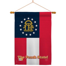 Breeze Decor HS108136-BO-03 Georgia Americana States Decorative Vertical House Flag Set, 28"x 40" w/Flagpole, Multi-Color
