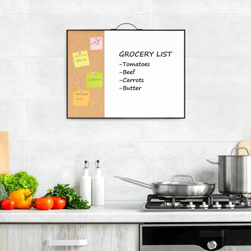 Small Cork Board Whiteboard Combo - 12" X 16" Portable