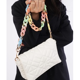 Chargances - Bolso de acrílico colorido para mujer, correa de cadena de resina para mujer, cadena de hombro, bolsa de repuesto para mujer, Con color, Talla única