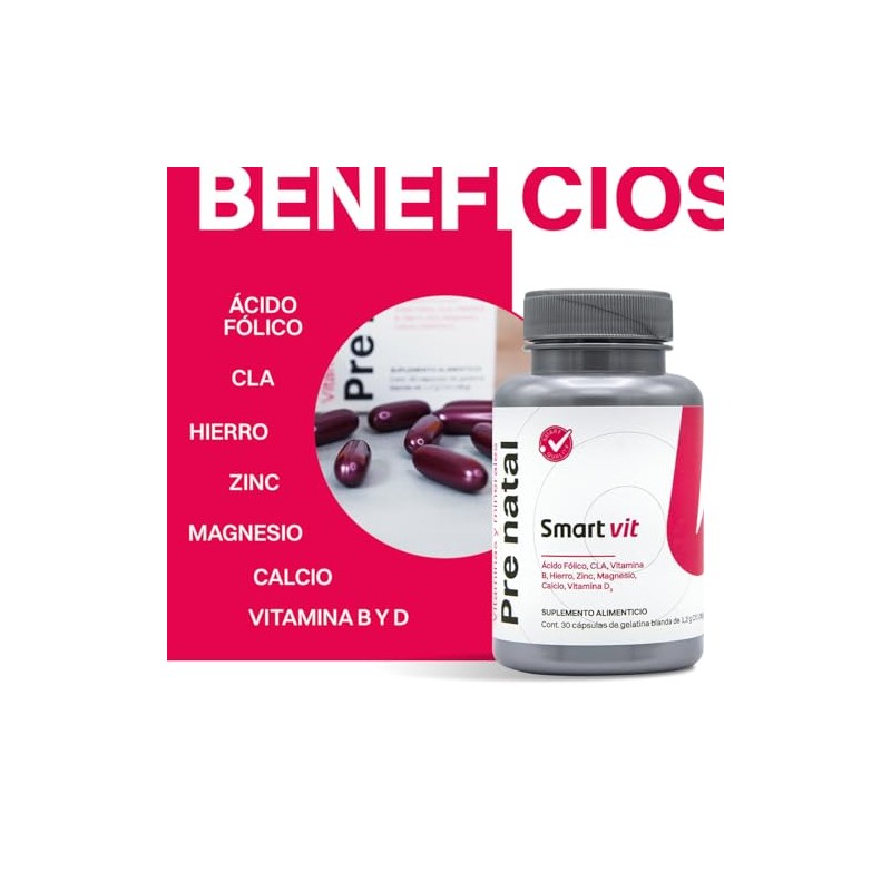 Smart Vit Vitaminas Minerales Pre Natal Mujeres Capsulas Suplemento Alimenticio