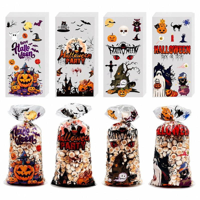 Yarratech 100 Piezas Bolsas de Dulces de Halloween, Bolsitas de