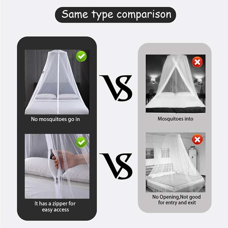 Mosquito Net Bed Canopy with Zipper Dome Tent,Universal Mosquito Neting