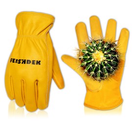FEISHDEK Leather Gloves Work Gloves Men's Gardening Gloves Thorn Resistant Women's Cactus Protective Gloves