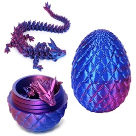 3D Printed Dragon, 3D Printed Dragon Egg, Mysterious Dragon Toy, 3D Printed Dragon in Egg Inside, Home Office, Desk Decoration, Adults, Children, Gifts Toy (Laser Purple)