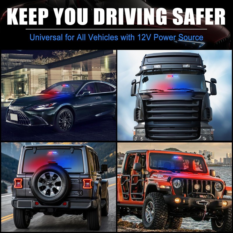 XTAUTO Car 16-led 18 Flashing Mode Emergency Vehicle Dash Warning