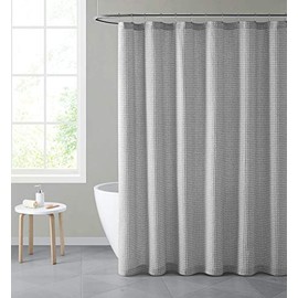 GoodGram Hotel Premium Cotton Blend Waffle Weave Fabric Shower Curtain - Assorted Colors (Gray)