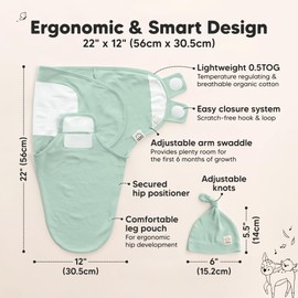 KeaBabies 3-Pack Swaddles for Newborn Baby Girls, Boys with Hats - Organic Soft Baby Sleep Sacks, Breathable Baby Swaddle 3-6 Months Beanies Set, Premie Infant Sleep Sack 0-3 Months (Sage)