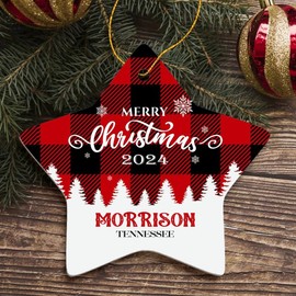 Merry Christmas Morrison Ornament Morrison TN Christmas Ornament 2024 Gift Family Friend Hometown Souvenir Housewarming Keepsake Star Ornament Tree 3" White