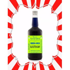 BONNIES SNAK SHAK Shaved Ice Syrup - BLUE COTTON CANDY FLAVOR IN LONGNECK QUART SIZE #1SNOBALL